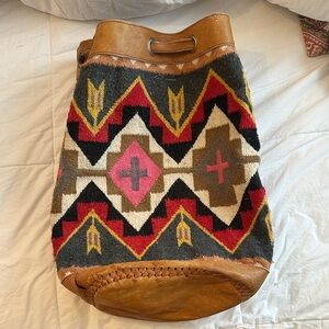 Rey Wear Vintage Sling Bag Backpack 100% Wool and Leather